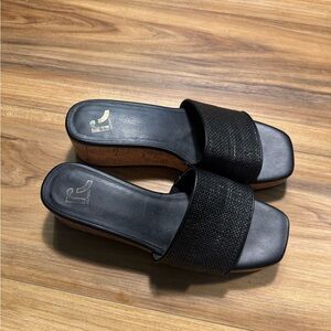 Report Black Wedge Sandals